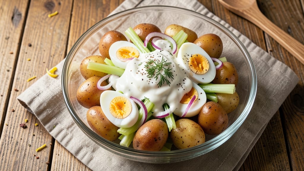 Best Classic Potato Salad Recipe Ever: Mayonnaise-Light Creaminess With Crunchy Celery Bites