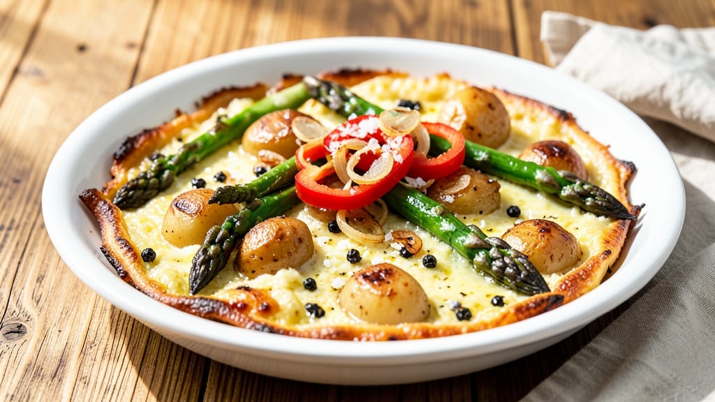 Asparagus and Potato Frittata Recipe: Golden Crust With Herbed Yolk Bites
