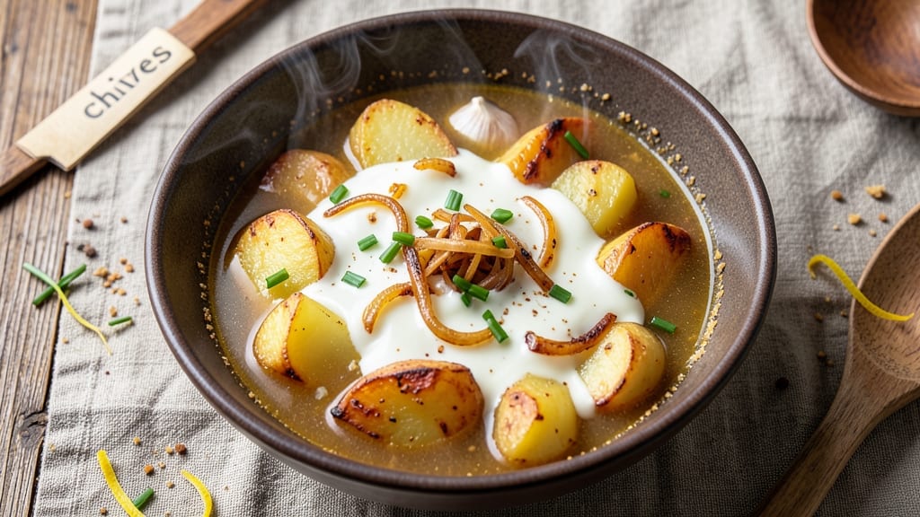 Vegetarian Slow Cooker Potato Soup Recipe: Creamy Garlic-Chive Velvety Richness