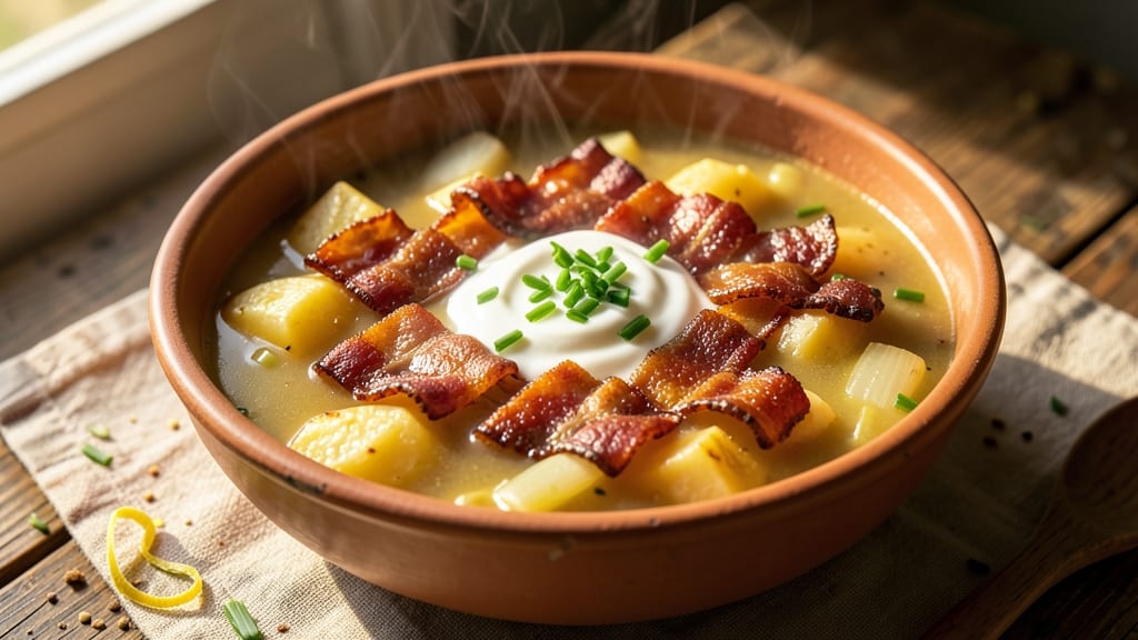 Baked Potato and Bacon Soup Recipe: Smoky Bacon Crunch in Creamy Comfort
