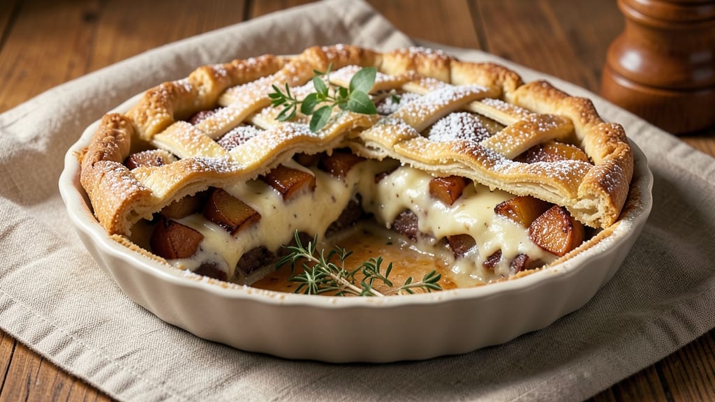 Sliced Potato Pie Recipe: Crispy Lattice Crust Over Creamy Spiced Filling