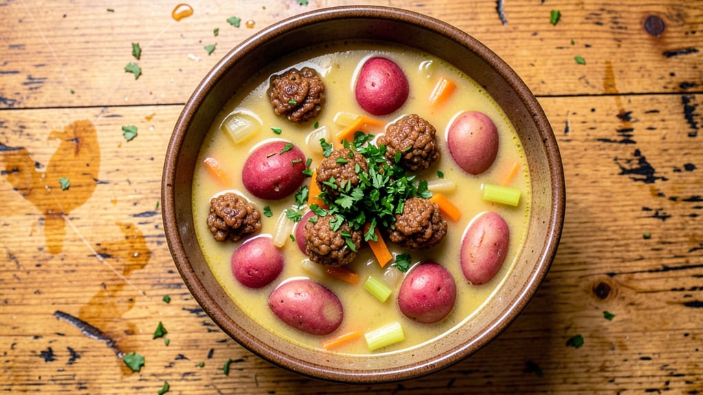 Amish Potato Soup With Rivels Recipe: Crispy Dumplings Floating in Creamy Depth
