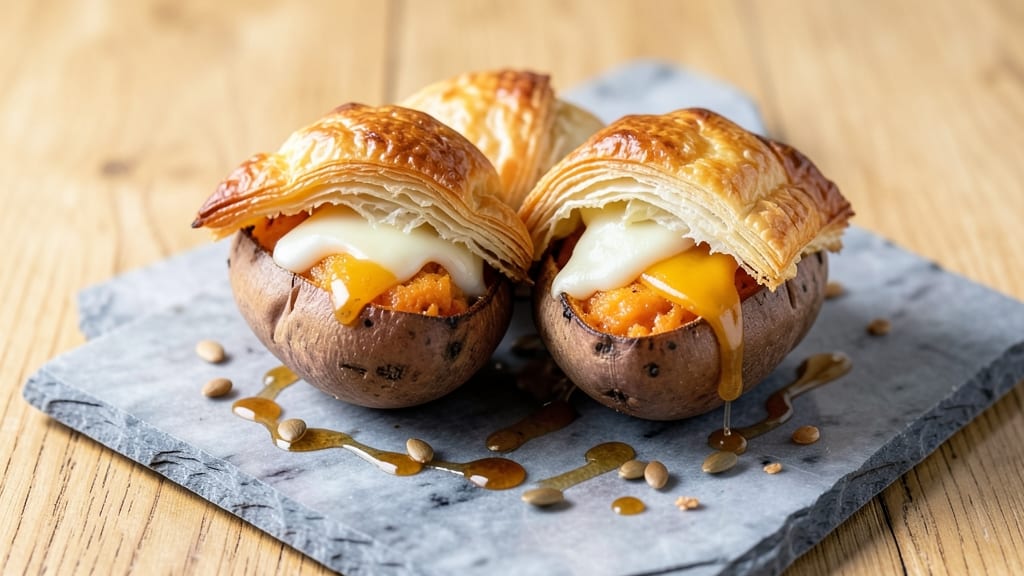 Sweet Potato Bombs Recipe: Crispy Lattice Top With Gooey Cheese Center