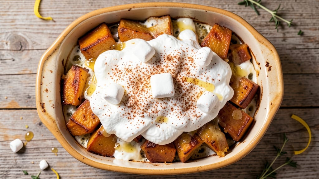 Sweet Potato Casserole Recipe with Marshmallow Fluff: Crunchy Crown, Gooey Rivers