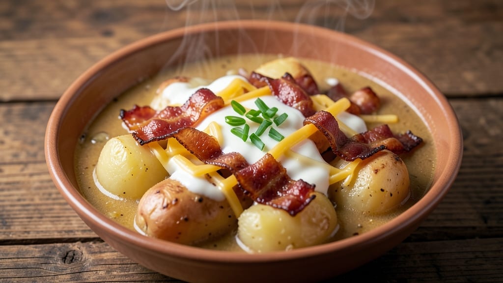 Baked Potato Chowder Recipe: Smoky Bacon and Cheddar Velvety Richness