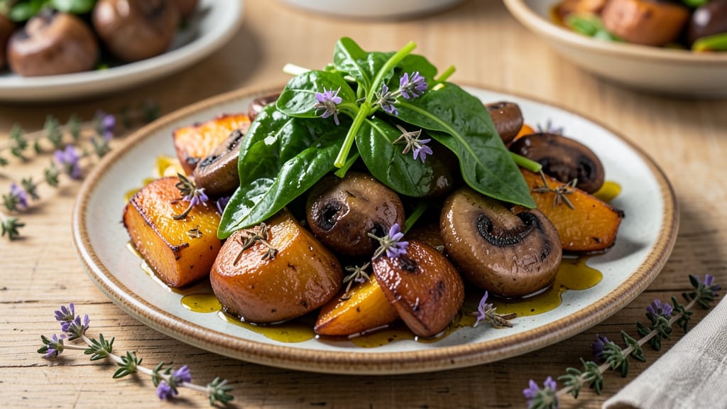 Sweet Potato Mushroom and Spinach Recipe: Earthy Roast with Umami Depth