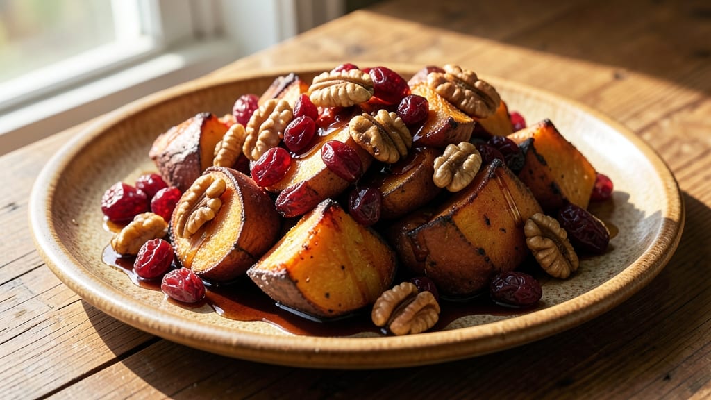 Sweet Potato Walnut Cranberry Recipe: Toasted Nut and Berry Crunch in One Pan