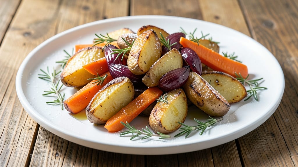 Baked Potato, Carrot, and Onion Recipe: One-Pan Herb-Roasted Harmony