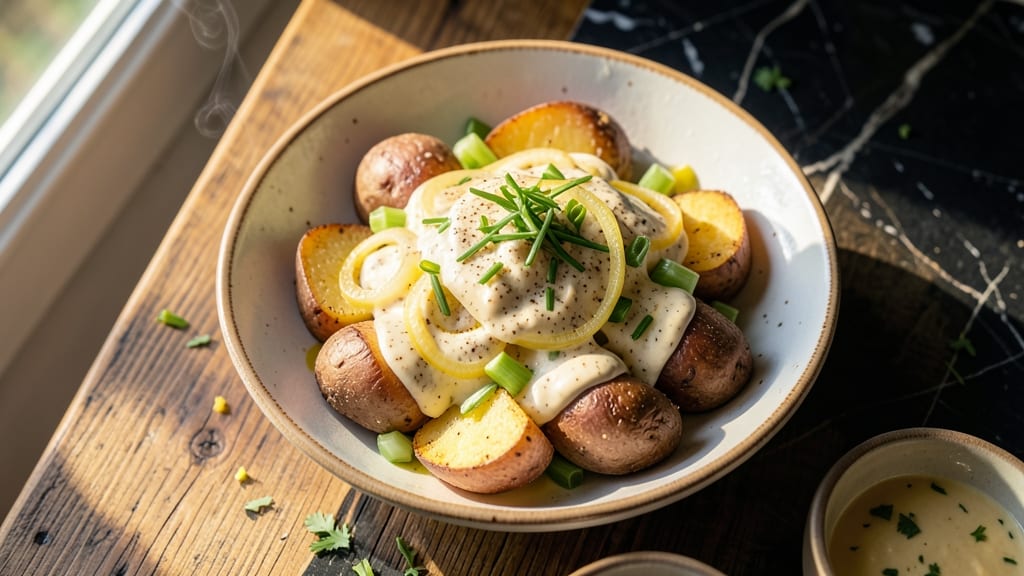 Baked Potato Salad Recipe with Mayonnaise: Warm Spuds and Creamy Herb Harmony