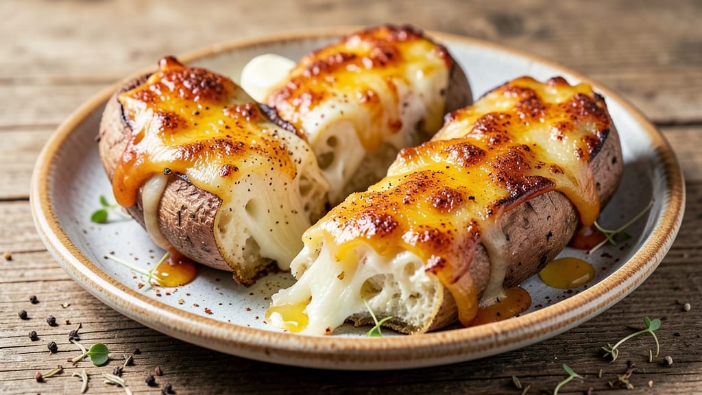 Baked Potato Parmesan Cheese Recipe: Golden Crust, Stringy Cheese Pull