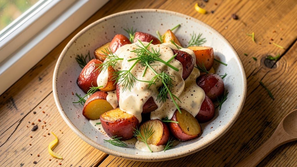 Baked Potato Salad Recipe with Red Potatoes: Warm Spiced Bites and Crispy Edges
