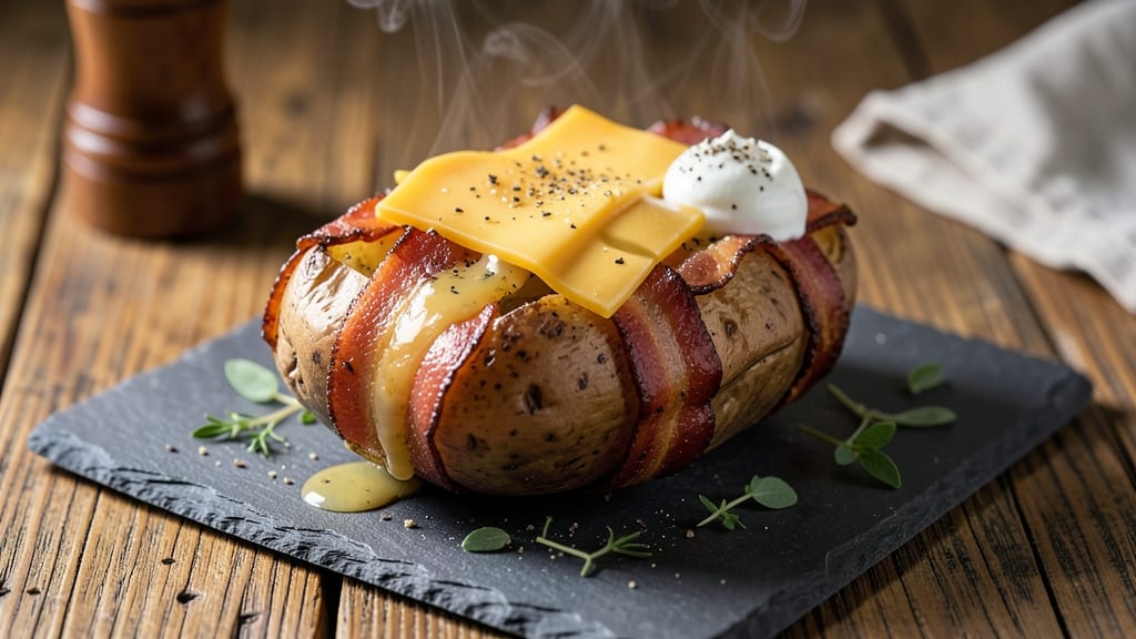 Bacon Wrapped Baked Potato Recipe: Smoky Crispy Edges and Gooey Cheese Load