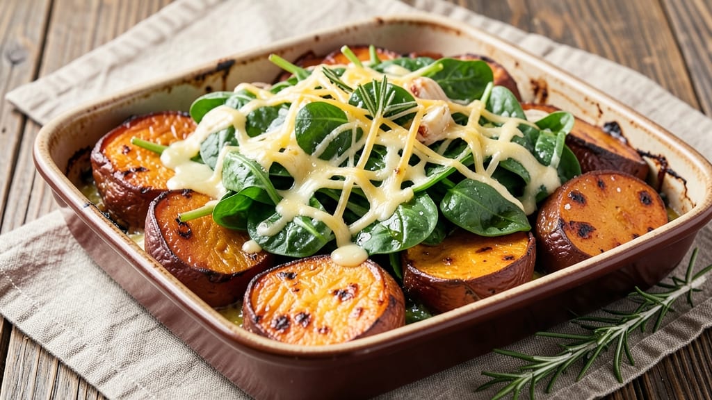 Sweet Potato and Spinach Bake Recipe: Crispy Top, Creamy Spinach-Potato Blend