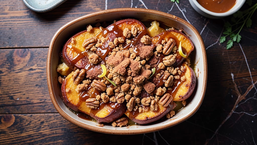 Sweet Potato Casserole With Pecan Streusel Topping Recipe: Buttery Streusel Crunch Over Velvety Sweet Potato