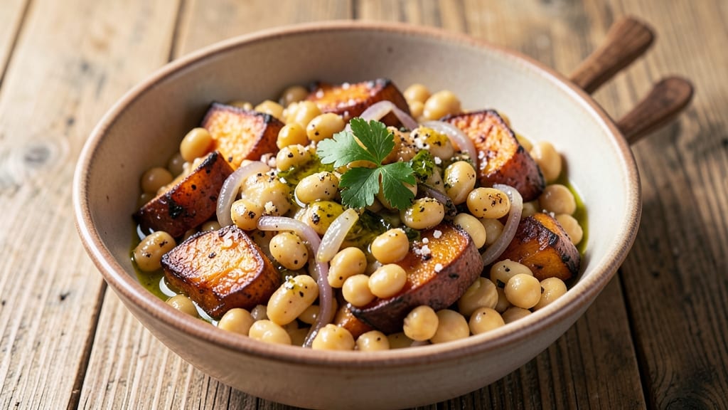 Sweet Potato White Bean Recipe: Spiced Creaminess With Crunchy Chickpeas