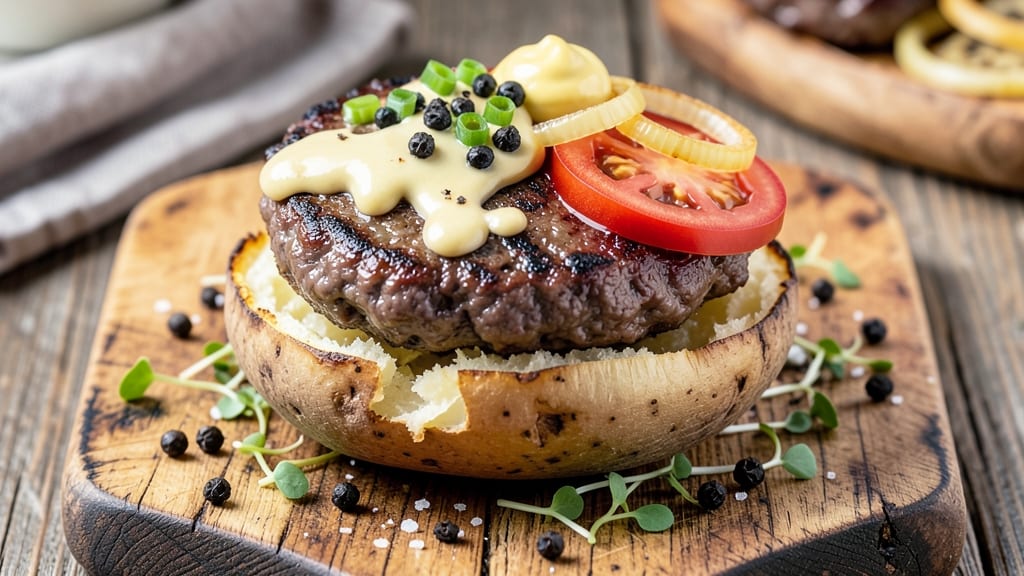 Baked Potato-Stuffed Hamburger Recipe: Crispy Shells with Cheesy Loaded Centers