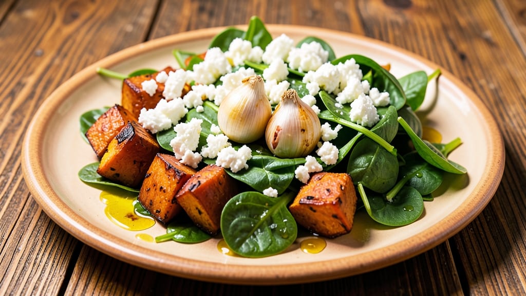 Sweet Potato Spinach Feta Recipe: Crispy Roasted Roots With Tangy Greens